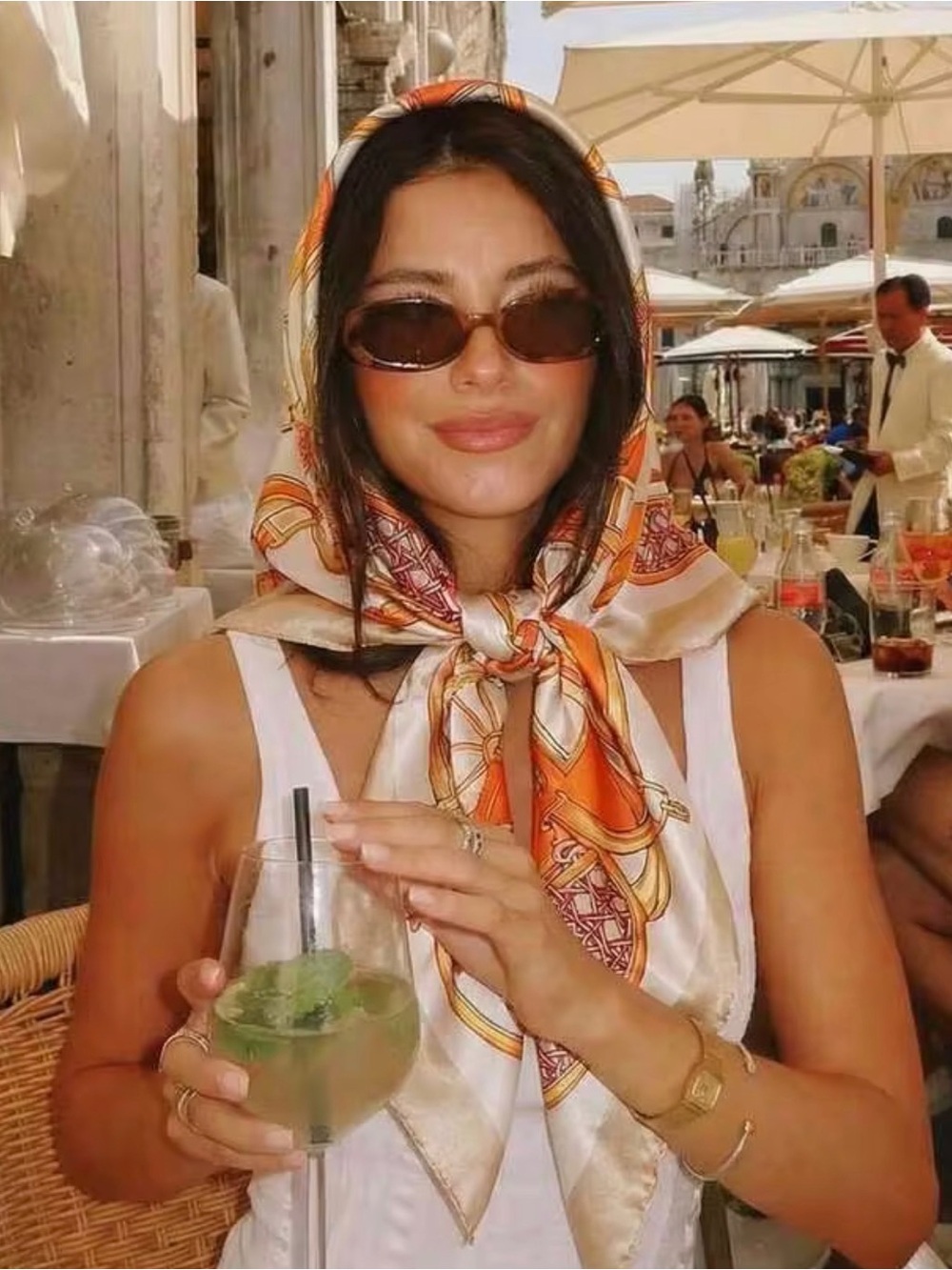 NWOT Silk Orange Patterned Headscarf - Women's Fashion Accessory